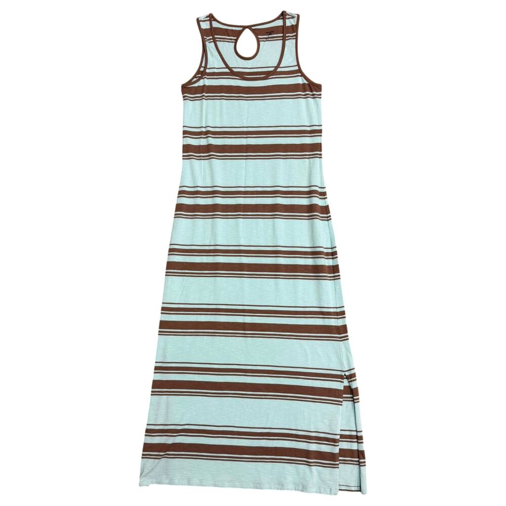 Horny Toad & Co Maxi Dress Size S Mint Striped Sleeveless Organic Cotton Blend